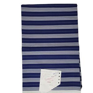 Vintage 90s Navy Blue Striped Polka Dot Fabric Cotton Nautical 1yd